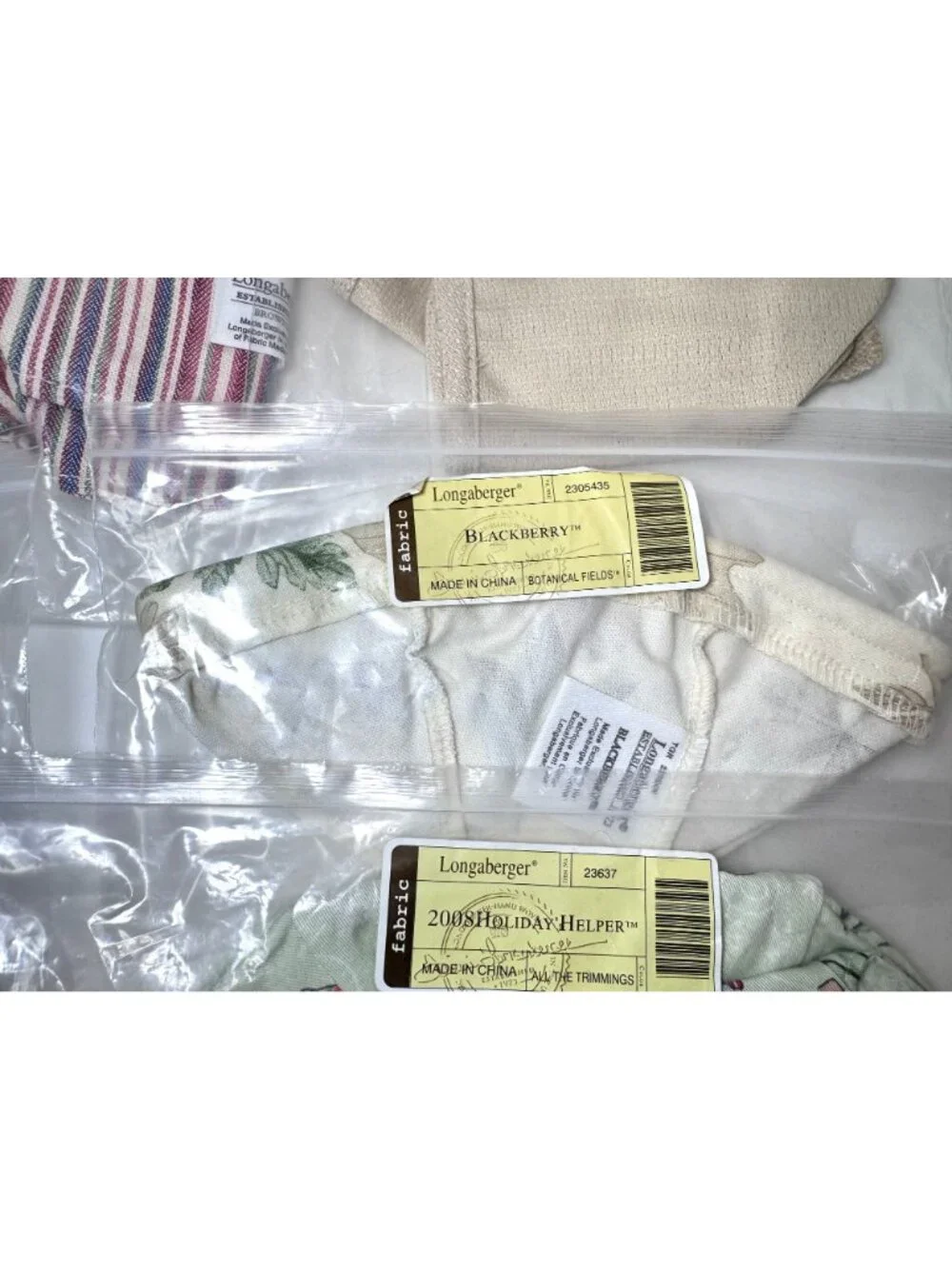 Lot B of 8 Longaberger Basket Liners Market Stripe All The Trimmings Blackberry